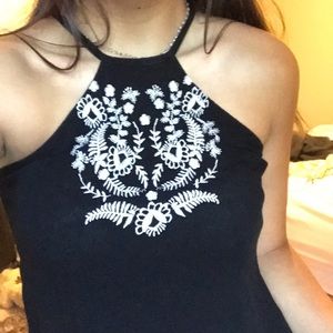 Black detailed halter top